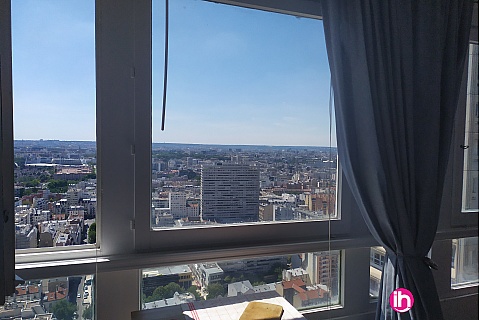 Location pour salarié en déplacement de meublé : ILE DE FRANCE "75" T1 vue panoramique Tour Cortina Paris 13
